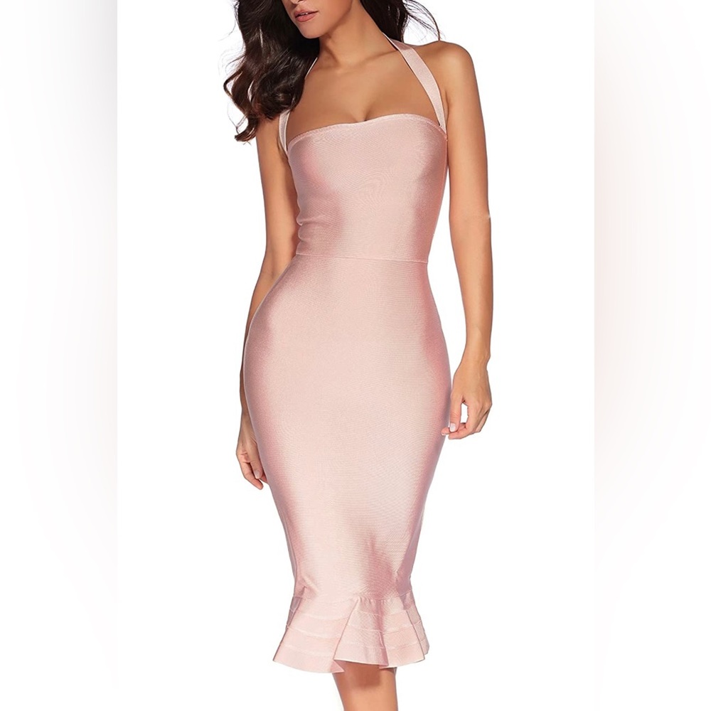 Womens Halter Fishtail Bandage Dress